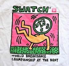 VTG 80s Keith Haring Swatch Watch World Breakdance Championship T Shirt SStitch