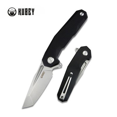 Kubey Carve KB237G Folding Knife Black G10 Handle AUS-10 Tanto Point Beadblast