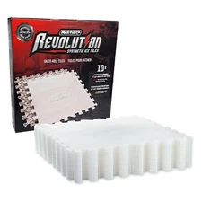 Revolution Synthetic Ice Tiles 10 Pack, 18x18, White - Skate-Able Hockey Tile...