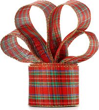 6.3 Cm Christmas Burlap Ribbon in Width Red and Green Gingham Wrapping Ribbon w