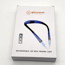 Glocusent Rechargeable LED Neck Reading Light  Book Light for Reading (Blue)