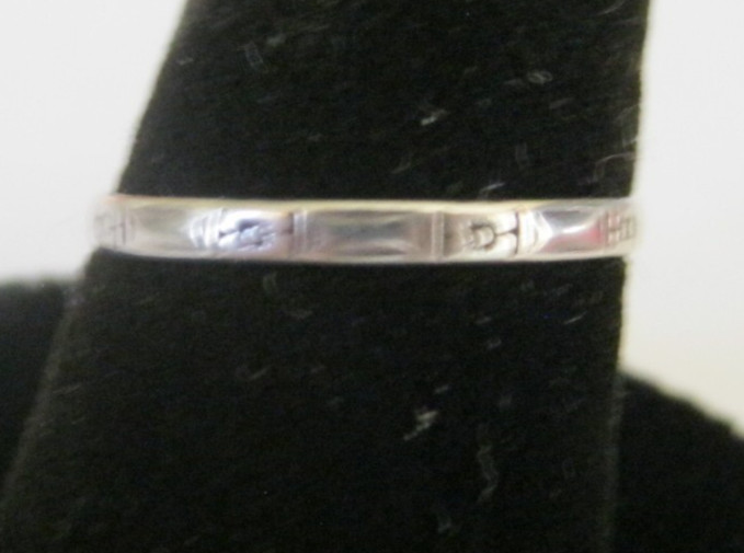 Vintage STERLING SILVER Patterned MK RING Size 5.… - image 2