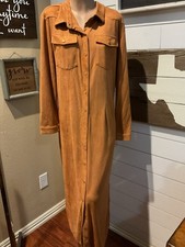 Lucky & Blessed Faux Suede Camel Western Pearl Snap Dress Women’s Medium NWT