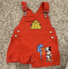 Disney Mickey Mouse Donald Duck Red Cotton Embroidered Overall 12M