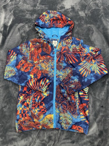 Volcom Forwarder Jacket Blue All Over Print Streetwear Large Skateboard Grunge