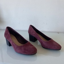 Footglove Maroon Suede Low Block Heel Court Shoes Size 5