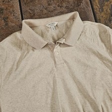 Banana Republic Luxe Touch Mens Heathered Cream Short Sleeve Polo Shirt Size L
