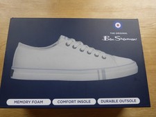 Ben Sherman Men's Canvas Shoes Sneakers Memory Foam Insole New White 10.5