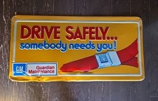 Vintage General Motors Gm Guardian Maintenance Metal Embossed Drive Safely Sign