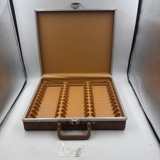 Vintage Faux Leather 36 Cassette Tape Carry Case Hard Storage Briefcase With Key