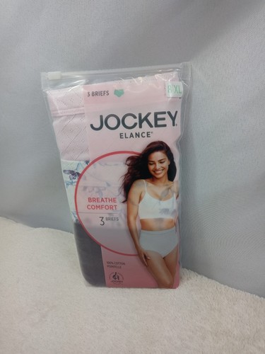 Jockey Elance Women's Size 8/XL Floral Cotton Comfort Briefs 3 Pack NWT Pink BLK - Picture 2 of 8