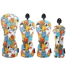 Golf club head cover, cute graffiti cat, wooden club cover, push rod cover-