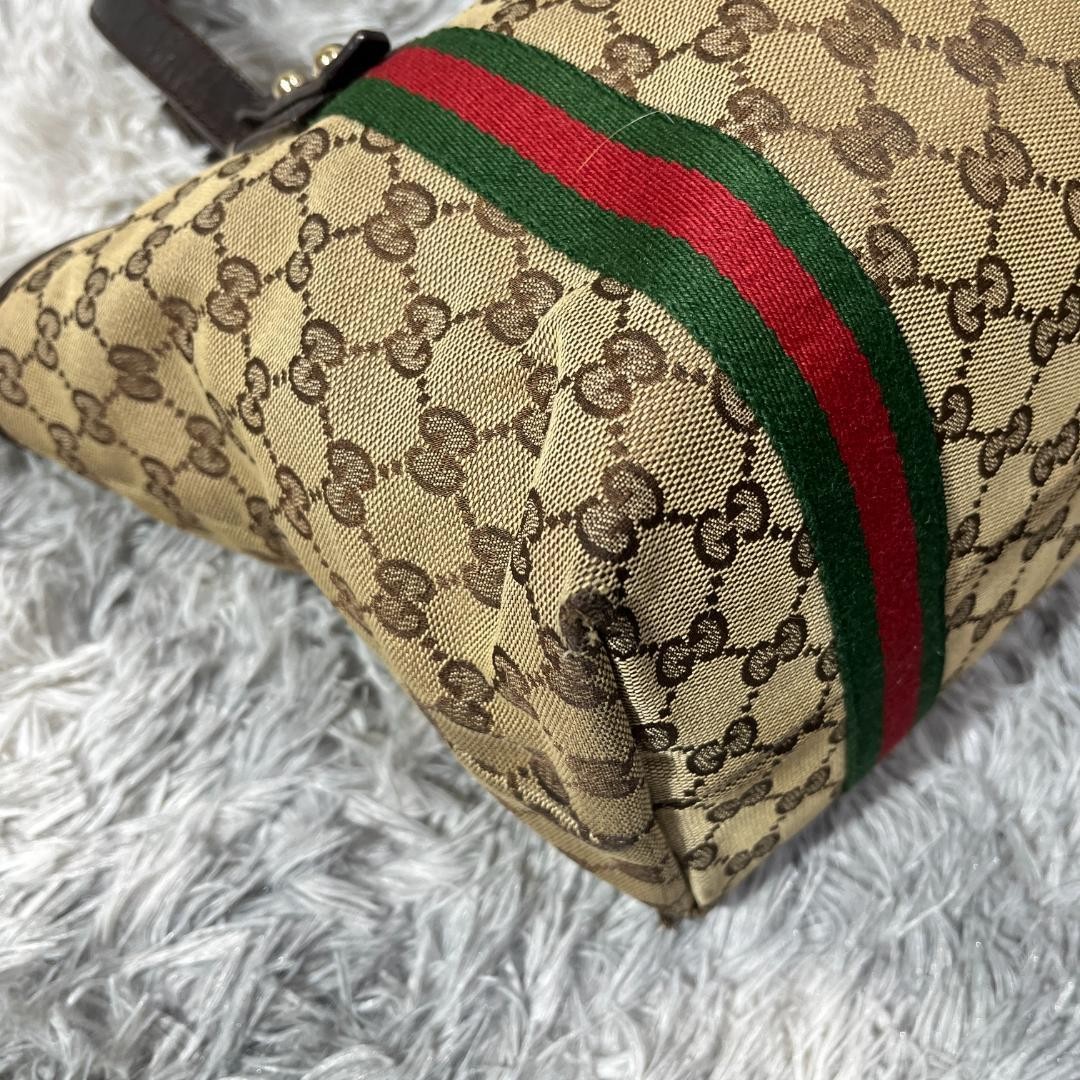 GUCCI Tote Bag GG Pattern Canvas Camel Authentic Pre-Owned B Grade thumbnail 10