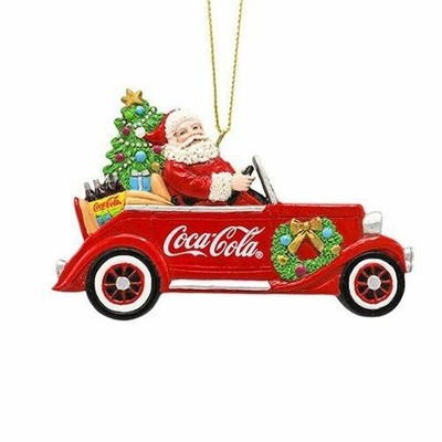 Coca-Cola Santa Driving Car 4 1/4-Inch Hanging Ornament by Kurt S. Adler