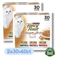 Purina Fancy Feast Gravy Lovers Kitten Food Wet Cat Food Poultry Beef 3oz 60Pack