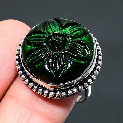 Chrome Diopside 925 Sterling Silver Gemstone Handmade Jewelry Ring 9'' NS 25013