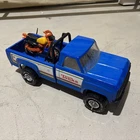 Vtg Tonka # 11062 Pressed Steel Toy Blue Ford Pickup Truck USA & Dirt Bike