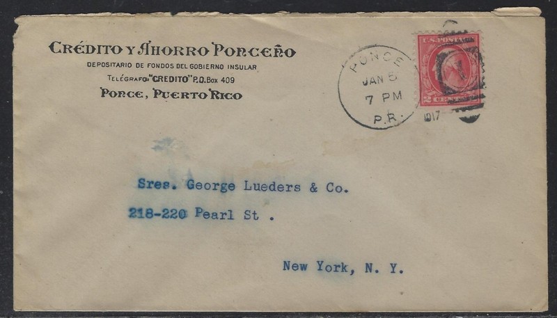 1917 Puerto Rico Cover - Ponce Credit & Savings - Ponce, PR to New York City