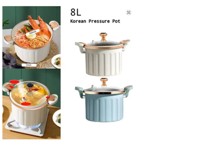 #ad 8L Enamel Micro Pressure Pot: Non Stick Multi Function Stew Boil $87.21