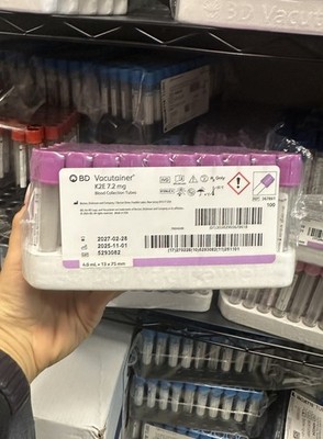 100 pc K3EDTA Lavender test tubes 4ml for Research Purposes. Exp 2/28/27