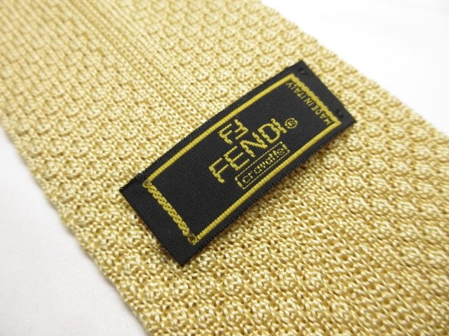 FENDI Men's Tie Silk Simple Design Yellow Gold Italy thumbnail 2