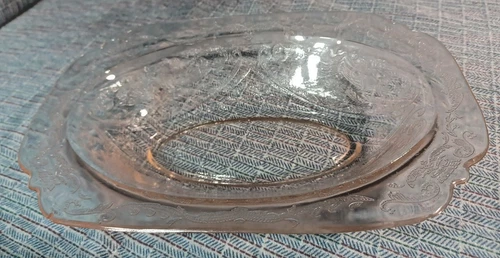 Vintage Federal Glass MADRID Pink Oval Serving Bowl Depression Glass 9.25x7x2.25