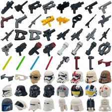 LEGO Star Wars weapon accessory lots, blaster pistol, helmet, sword
