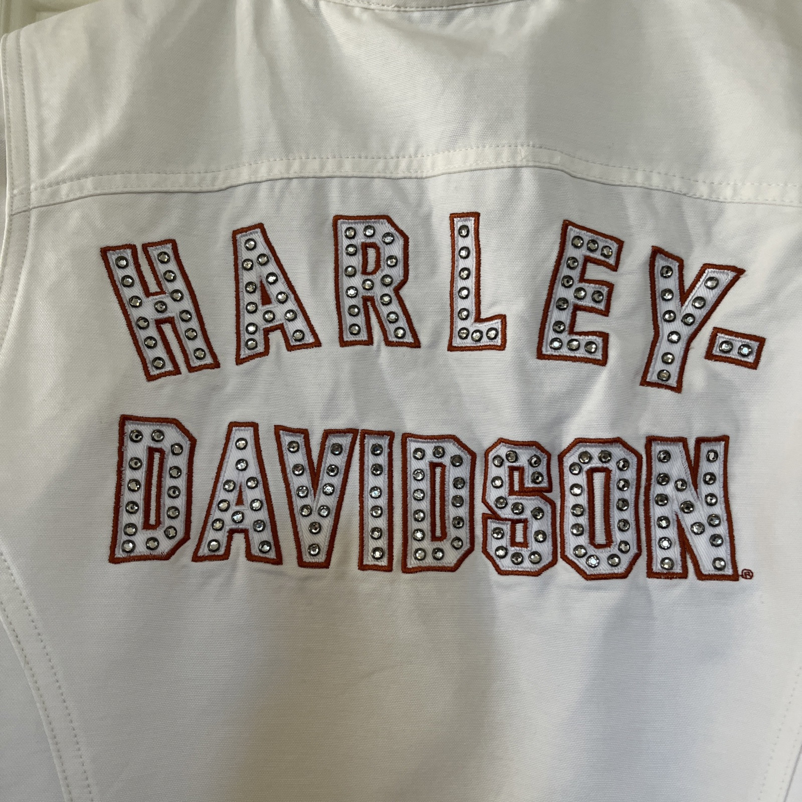 Harley Davidson Rhinestone Jacket Throwback White… - image 1