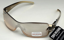 TRUE RELIGION Women's Gold Frame Mirror Lens Wrap Sunglasses TR26726 GLD NEW