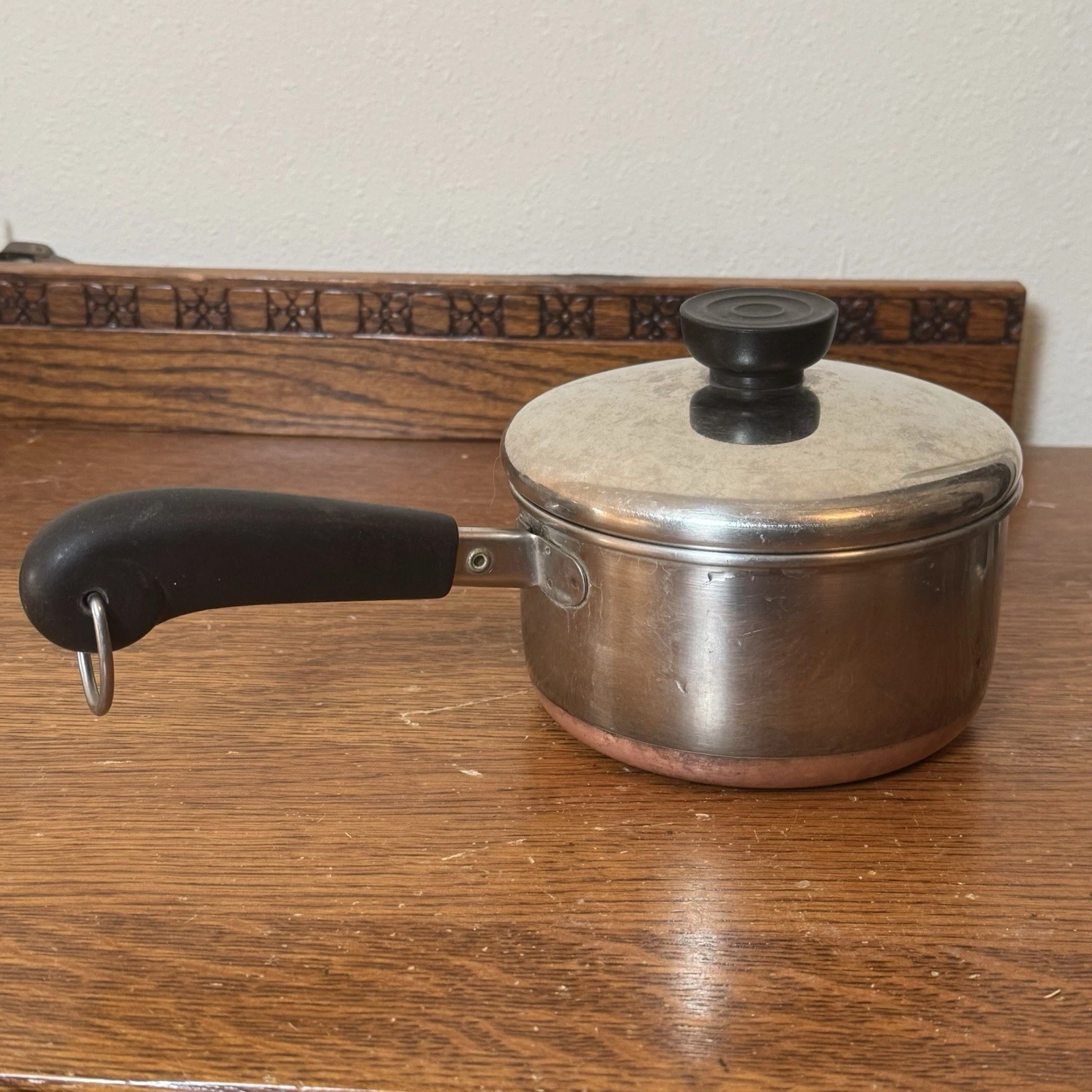 Revere Ware 1 Qt Saucepan Copper Bottom & Lid Rome, NY-USA, Vintage 1801 - #88