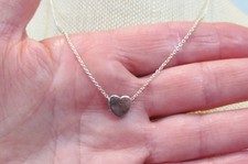 Sterling Silver Small High Polished Heart Pendant Necklace 16" 17" 18" adj chain