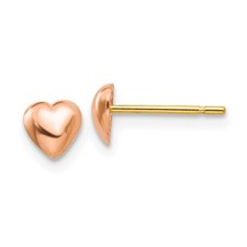 14K Rose Gold Polished Heart Shape Stud Earrings Gift For Wife L 4.8mm, W 4.65mm