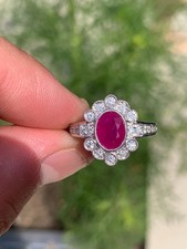 18ct gold diamond ruby cluster ring vintage 5.6 grams