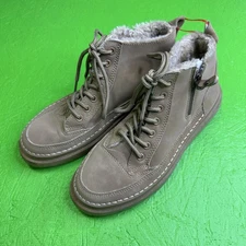 BBS By Boris Shoes Mens Size 11 Tan Faux Fur Lined Casual Winter Boots Zip Lace