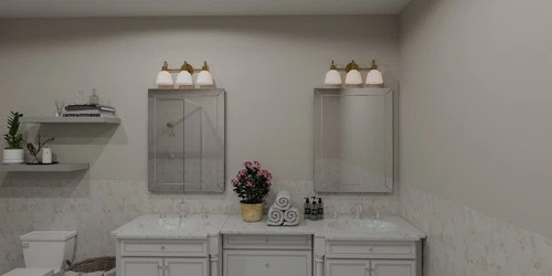 Aged Brass Three Light Bath from the Hinton Collection - Picture 6 of 7