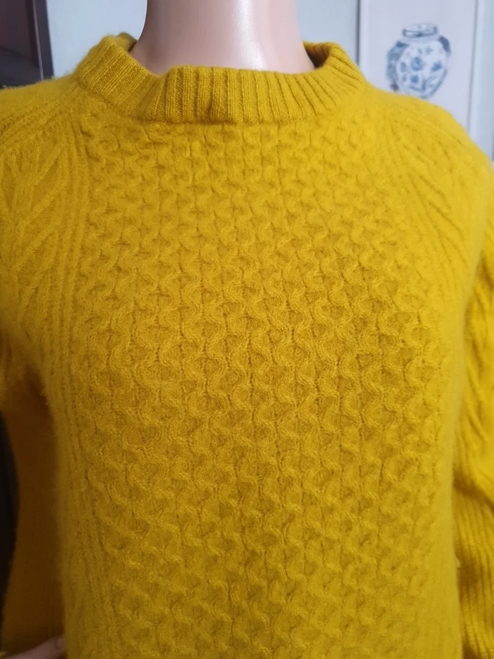 Damen Kaschmir/Wolle Strickpulli Pullover Senfgelb Gr M - Bild 4 von 4