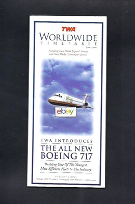 TWA TRANS WORLD SYSTEM TIMETABLE 6-1-2000 NEW BOEING 717 JOINS FLEET COVER