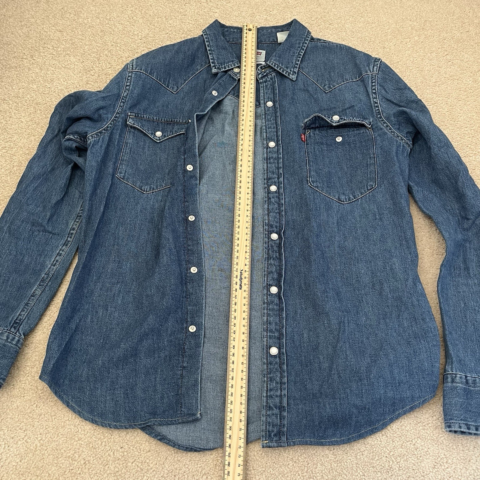 MENS S LEVI STRAUSS Levi's Red Tab Barstow Denim Cowboy Western Lng Slv SHIRT thumbnail 11