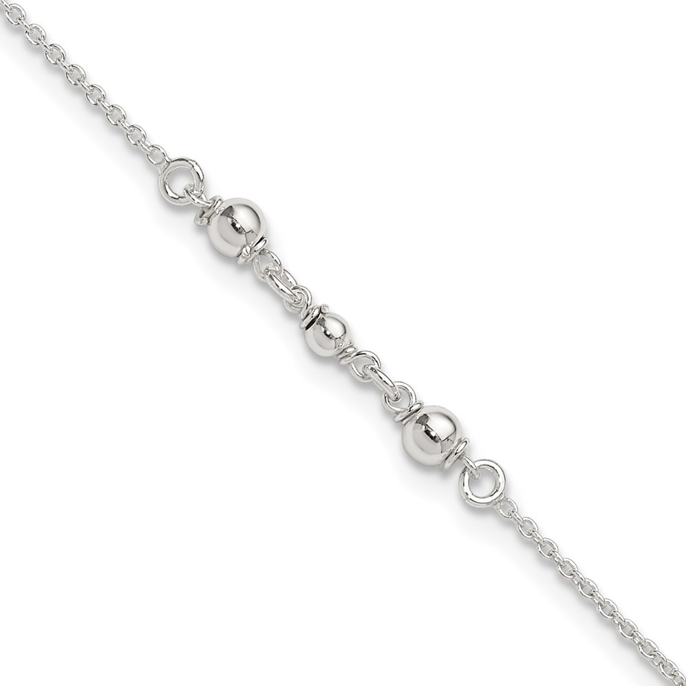925 Sterling Silver Polished Fancy Anklet 9