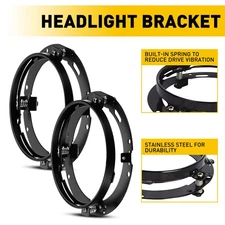 2PC 7" Round Black LED Headlight Mounting Bracket Ring Car For Motorcycle Jeep D