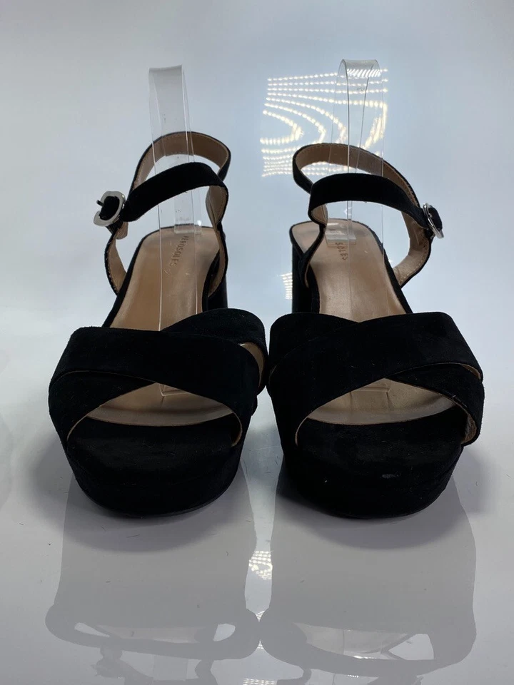 Sandália Aerosoles Feminina Confortável Plataforma Cruzada em Camurça Preta Cosmos 12 - Imagem 3 de 4