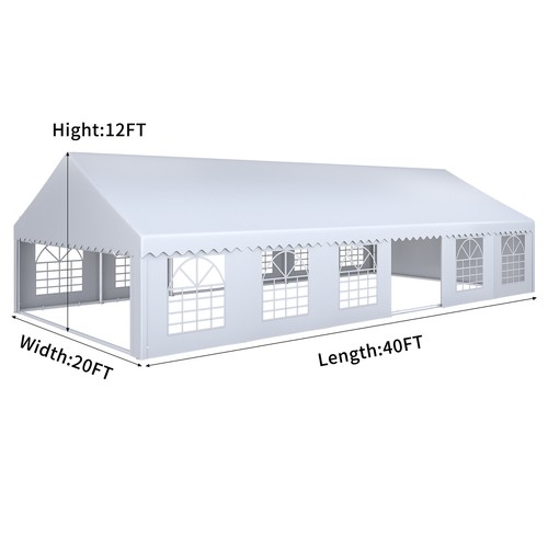 40'x20' Gazebo Canopy Event Wedding Party Tent With Side Walls Galvanized Steel - Picture 5 of 5