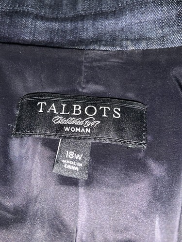 Talbots Women's Plus Size 18W Jean Jacket Dark Denim Button Down Front - Picture 5 of 10
