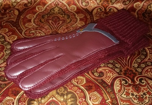 Guantes de Conducción De Colección English Village Granate Cuero Borgoña Ajuste Medio NUEVOS G - Imagen 2 de 4