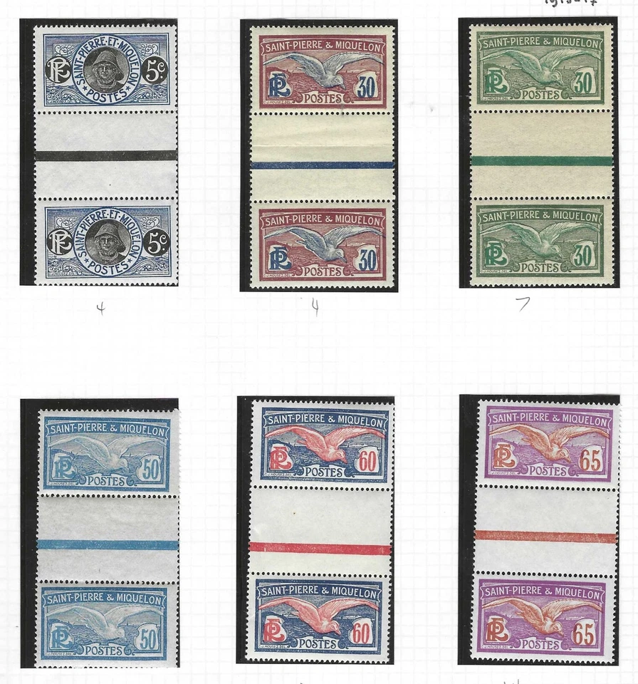 FRANCE ST. PIERRE ET MIQUELON 1909-1930 COLLECTION OF 15 GUTTER PAIRS - Image 4 of 4