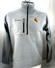 NEW University Of Wyoming Pokes UW Columbia Blue Half Zip Fleece Jacket Men's L