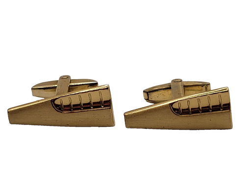 Gemelos Foster Angulares Triangulares Cepillados y Pulidos Tono Dorado De Colección - Imagen 16 de 17