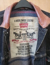 Reare Vintage Levis Mens Jacket Black Large Leather Collar