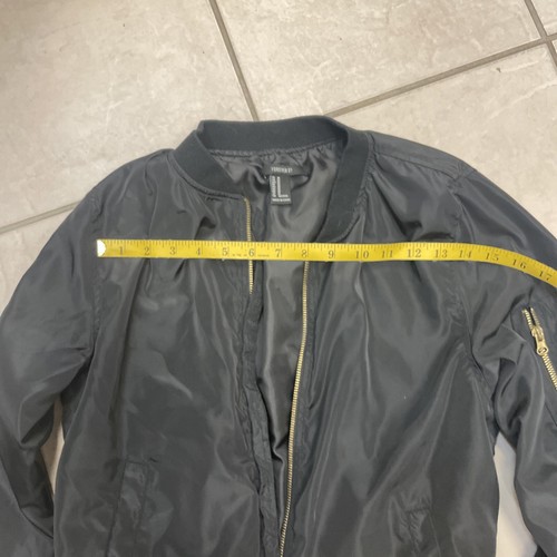 Bomber donna Forever 21 nero poliestere completamente foderato taglia M - Foto 3 di 7