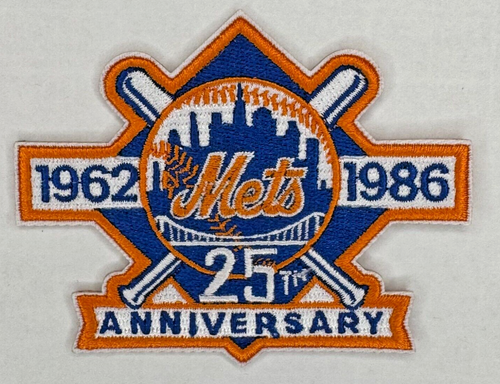 Parche bordado de hierro/coser de 3 pulgadas con logotipo del equipo MLB del 25 aniversario de los Mets de Nueva York - Imagen 1 de 3